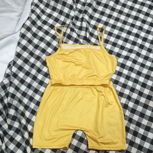Women's Yellow Caution slippery when wet Print Two-Piece Set - Picture 2 of 4